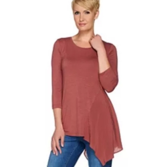 LOGO by Lori Goldstein Large Top Woven Side Godet